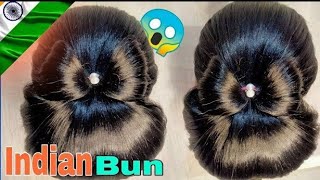 INDIAN BUN 🇮🇳 HAIRSTYLE ✅ TUTORIAL VIDEO [upl. by Airamat163]