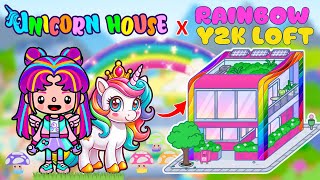 Aesthetic Y2K LOFT Design 🌸 Rainbow Unicorn House 🦄 Toca Boca House Ideas 😍 Toca Life World [upl. by Gisser940]