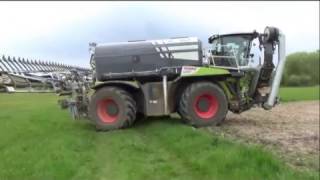 LU Bauer Claas Xerion Saddle Trac mit Bomech Güllegruber in Maintal [upl. by Aibonez]