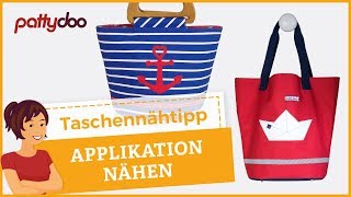 Taschen nähen 10 Applikation aus Stoff oder Kunstleder aufnähenapplizieren [upl. by Cornwell]