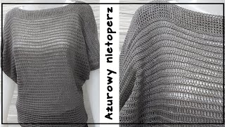 NR26 Crochet Lace Batwings Blouse Top Letnia Bluzka z kordonka na szydeĹ‚ku Nietoperzowy RÄ™kaw [upl. by Winsor]