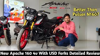 TVS Apache RTR 160 4v USD Forks 2024 Model  Full Detailed Review  Better Than Pulsar N160 [upl. by Brockie]