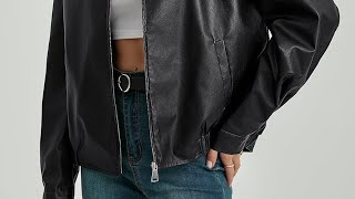 Leather jacket for bikers bomber Shacked for fall fashion trends streetwearfashionnovamango [upl. by Franck179]