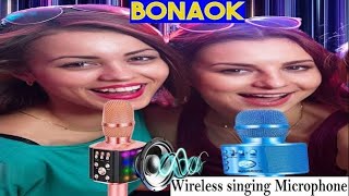 bonaok wireless bluetooth karaoke microphone connect to speaker wireless bluetooth microphone [upl. by Nataniel236]