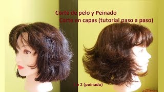 Corte de pelo corto con flequillo para dama y niña paso a paso  Corte de pelo en capas cortas [upl. by Fenny]