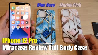 Review of Miracase Full Body Bumper Case for iPhone 12 Pro  In Navy Blue  Marble Pink [upl. by Aenotna]