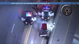 Driver in stolen vehicle crashes during highspeed pursuit in LA [upl. by Nylorak470]