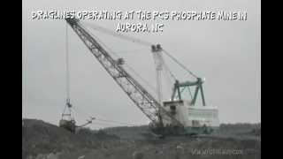 Draglines digging up fossil layers at PCS phosphate mine in Aurora NC [upl. by Gherardi229]