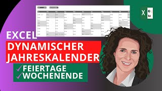 Excel Kalender 2024  mit Wochenende und Feiertage ewiger Jahreskalender [upl. by Iron]