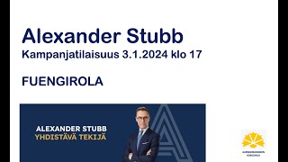 Alexander Stubbin kampanjatilaisuus Fuengirolassa 312024 Haastattelijana Susanne Päivärinta [upl. by Llacam]