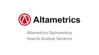 Altametrics ZipInventory  How to Analyze Variance [upl. by Hamnet]