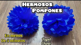 Pompones de papel china papel seda flores En menos de 5 minutos 😉 [upl. by Cristy]