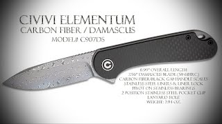 Civivi Elementum  Carbon FiberDamascus Model C907DS [upl. by Eihtur896]