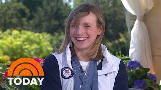 Katie Ledecky talks record Paris run family plans for LA Olympics [upl. by Airlia]