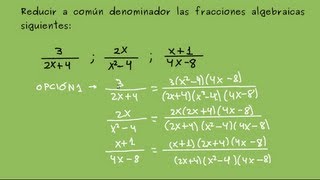 Reducción de fracciones algebraicas a común denominador [upl. by Ayor]