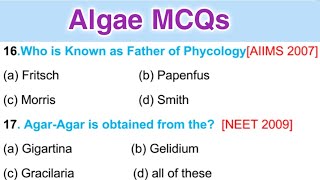 Algae mcq questions  botany mcqs [upl. by Lenehc628]