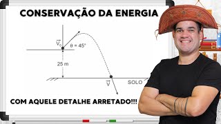 Energia  Questão 8  Uma esfera de pequenas dimensões é lançada de uma elevação localizada [upl. by Aya]