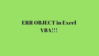 The Err Object in Excel VBA [upl. by Aalst607]