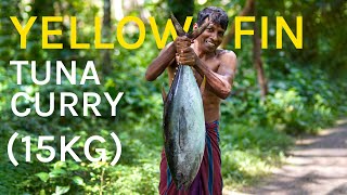 Big Yellow fin Tuna Fish  Tuna Fish Cutting and Cooking in Village  Tuna Fish Red Curry Recipe [upl. by Eada]