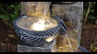 Glitzhome 3275quotH Natural Leaf Textured 4Tier Resin Outdoor Fountain with Pump and Light [upl. by Seka]