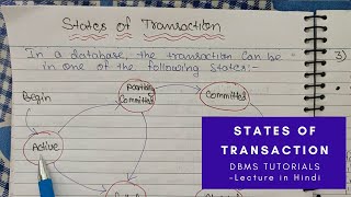 Lec  42  Explain Transaction States in DBMS with example in Hindi [upl. by Haberman]