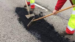 Application of Permanent Pothole Repair on busy French Road [upl. by Mortensen731]