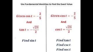 Use Fundamental Identities to Find the Exact Value of the Trig Function [upl. by Yonit228]