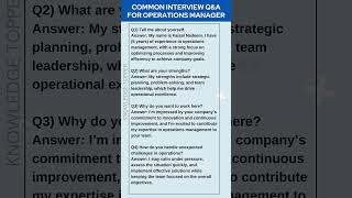 Most Common Operations Manager Job Interview Questions and Answers [upl. by Prisilla]