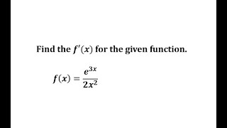 Find a Derivative using the Quotient Rule Exponential Over Monomial [upl. by Tabby]