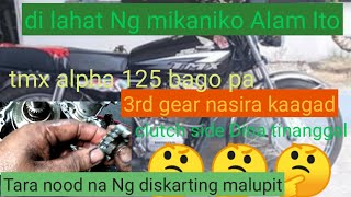 HONDA TMX 125 ALPHA PAGPAPALIT NG THIRD GEAR NA HINDI NA KINAKALAS ANG CLUTCH SIDE [upl. by Feld933]