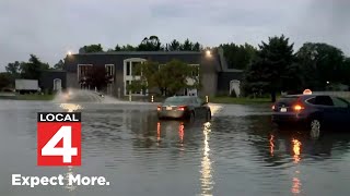 Roads flood in Sumpter Township early Thursday morning [upl. by Nnaeilsel]