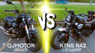 QJMotor SRV250 VS KTNS RA2 Cyclone 250 Malaysia Comparison Dua motor cruiser 250cc yg mantap [upl. by Llenreb]