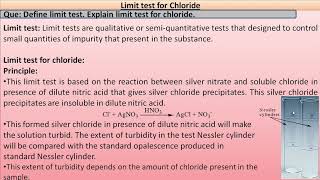 LIMIT TEST FOR CHLORIDE [upl. by Doehne636]