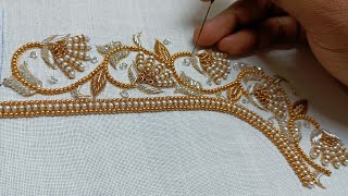 How to make Aari work blouse designs  Beautiful Blouse designs  aariembroidery20 aariwork [upl. by Ilatfan799]