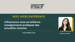 Webconférence  Influenceurs sous surveillance  enseignements juridiques des actualités récentes [upl. by Sihtnyc]