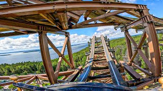 quotWILDFIREquot FRONTBACK POV  BEST RMC Wooden Roller Coaster Kolmården Sweden [upl. by Esylle678]