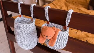 small crochet organizer  hanging crochet basket [upl. by Georgena]