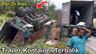 Trailer Kontainer Terbalik Lepas Kepala [upl. by Pauiie]