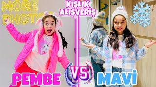 TEK RENK KIŞLIK ALIŞVERİŞ VLOG ELİF SİNEM  MAVİ VS PEMBE [upl. by Wilen]