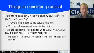 CH151L  Lab 6  CH127L  Lab 7  Qualitative Analysis  Prelab lecture video [upl. by Ulphia798]