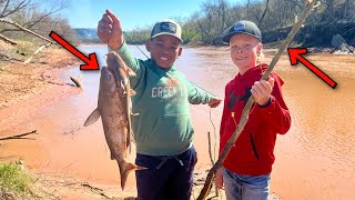 Catching Catfish on a Stick Catch Clean and Cook [upl. by Nyrok]