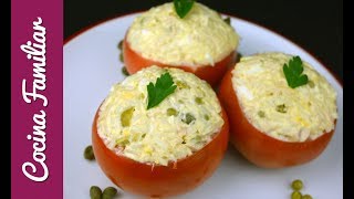 Tomate rellenos con ensaladilla rusa de arroz  Recetas de Javier Romero [upl. by Atnamas]