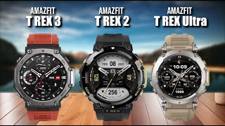 Amazfit T Rex 3 VS Amazfit T Rex 2 VS Amazfit T Rex Ultra [upl. by Pyszka]