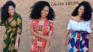 GRASSFIELDS CLOTHING TRYON HAUL AFRICAN PRINT CLOTHING BLACK OWNED BUSINESS [upl. by Nwahs175]