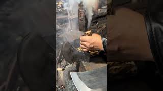 Forging process of butcher knife with wooden handle [upl. by Anairo]