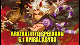 Top 1 Arataki Itto speedrun 51 Spiral Abyss Top Half Continuous 75s [upl. by Lirpa98]