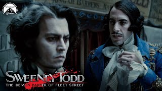 Sweeney Todd  Shave Contest Scene Johnny Depp Sacha Baron Cohen  Paramount Movies [upl. by Lemrahc]