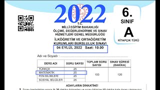 6 Sınıf 2022 yılı bursluluk Sınavı Matematik Soru Çözümleri [upl. by Bab]