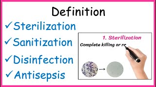 Definition  Sterilization  Disinfection  Sanitization  Antisepsis [upl. by Quigley]