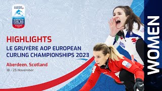 SWITZERLAND v ITALY  Womens gold Highlights  Le Gruyère AOP European Curling Championships 2023 [upl. by Tavie]